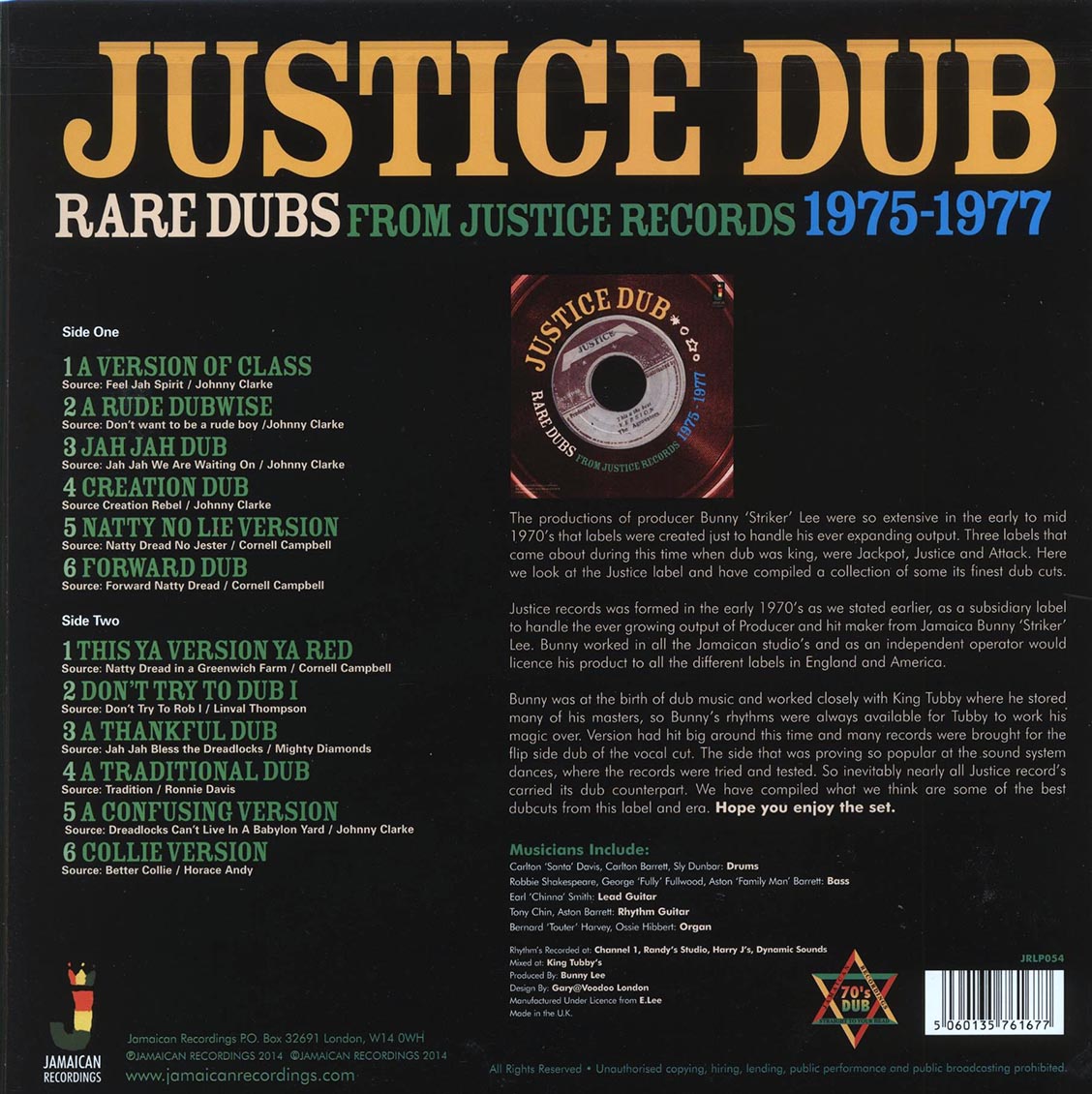 King Tubby - Justice Dub: Rare Dubs From Justice Records 1975-1977 (180g) - Vinyl LP, LP