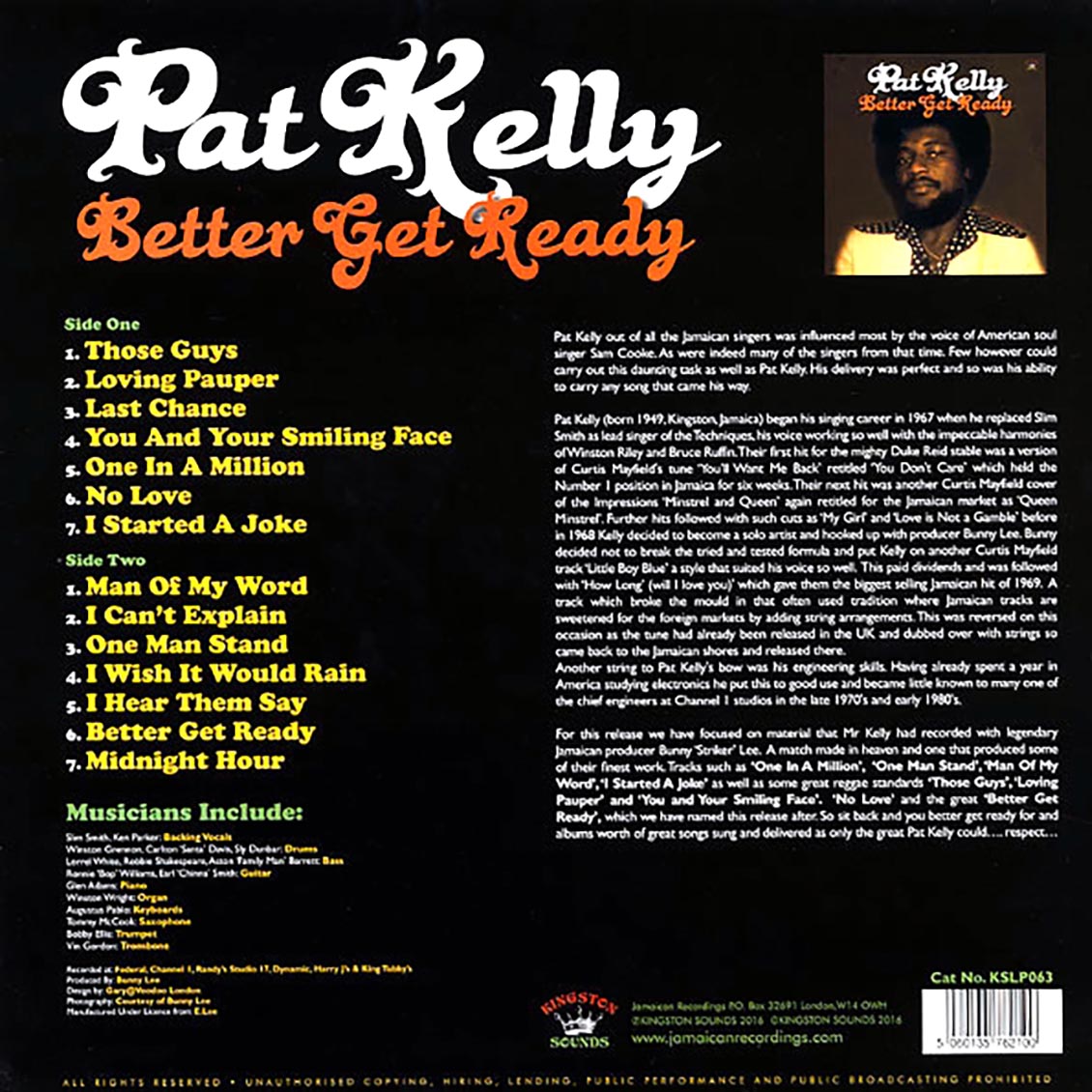 Pat Kelly - Better Get Ready (180g) - Vinyl LP, LP
