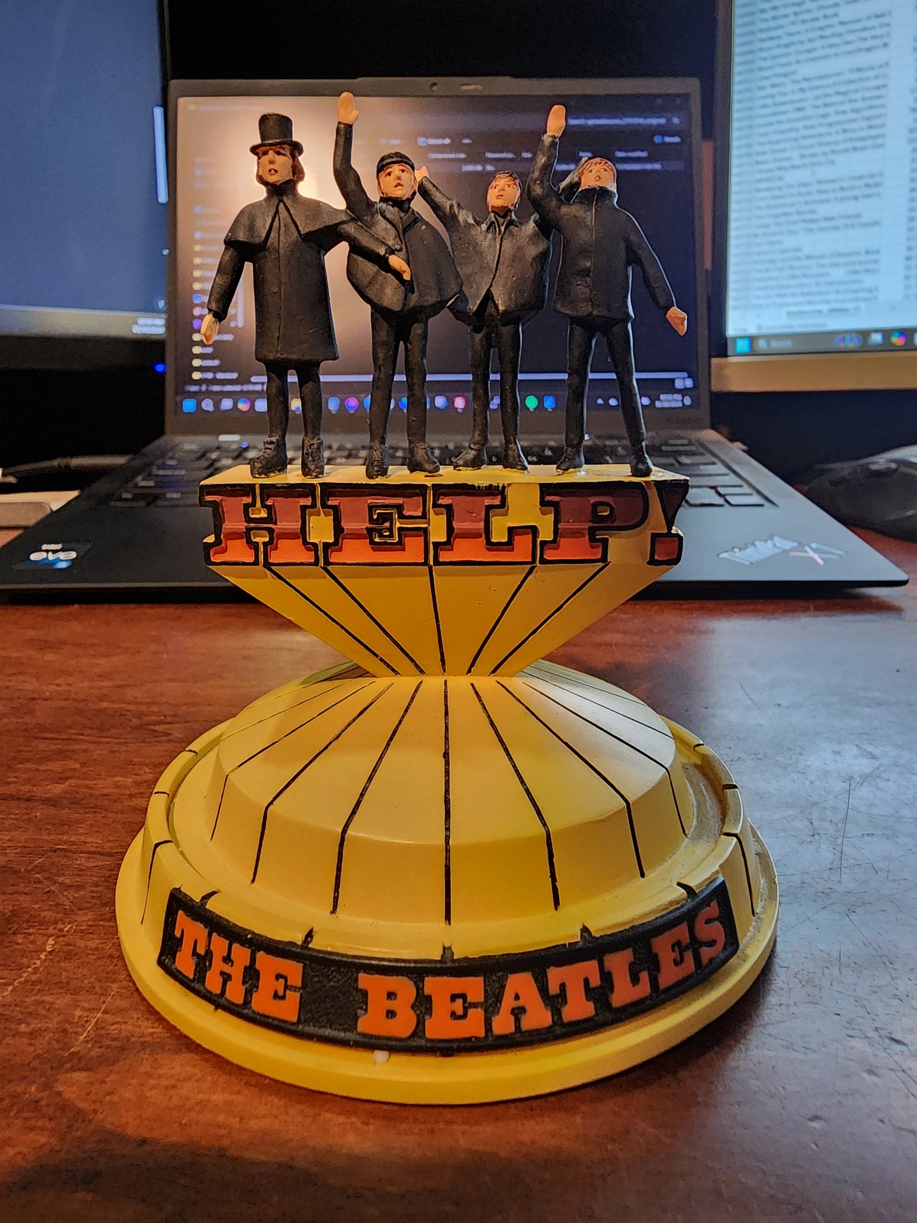 Franklin Mint The Beatles " HELP! " Glass Dome Music Box Figure