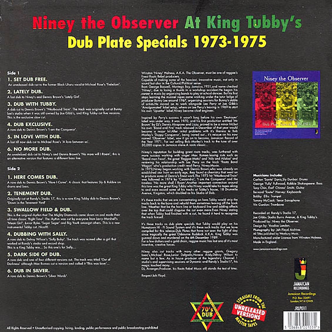 Niney The Observer - Niney The Observer At King Tubby's: Dub Plate Specials (180g) - Vinyl LP, LP