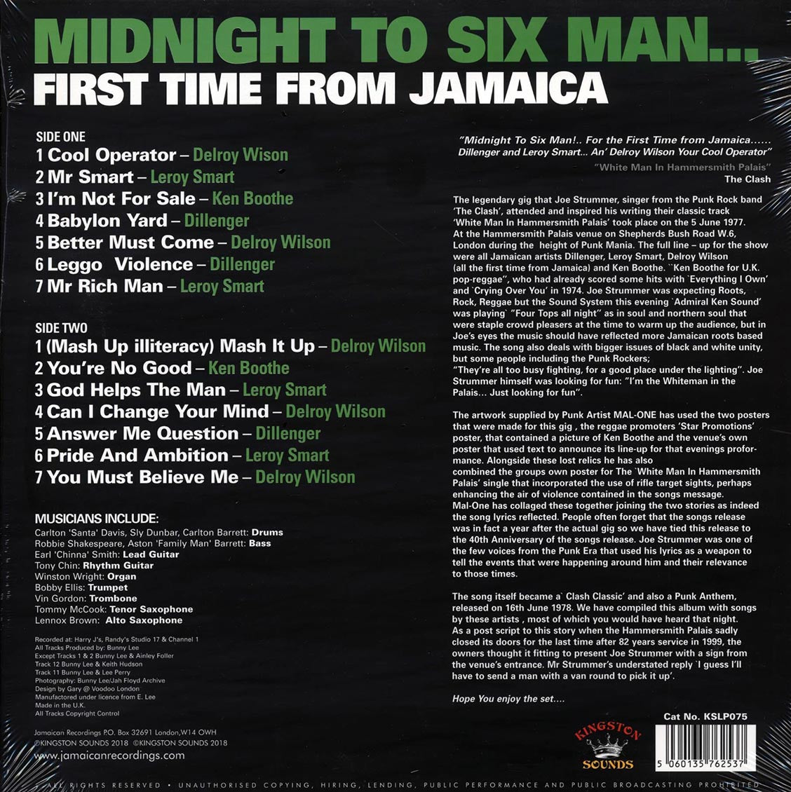 Dillinger, Delroy Wilson, Ken Boothe, Leroy Smart,  Etc. - Midnight To Six Man: First Time From Jamaica (180g) - Vinyl LP, LP