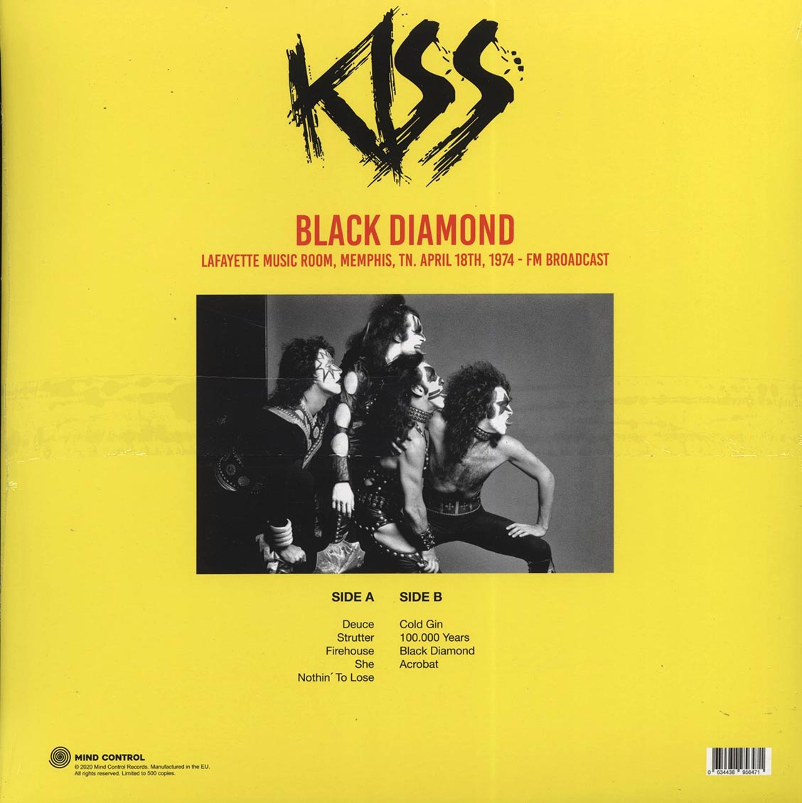 Kiss - Black Diamond: Lafayette Music Room, Memphis, TN, April 18th, 1974 FM Broadcast (ltd. 500 copies made) - Vinyl LP, LP