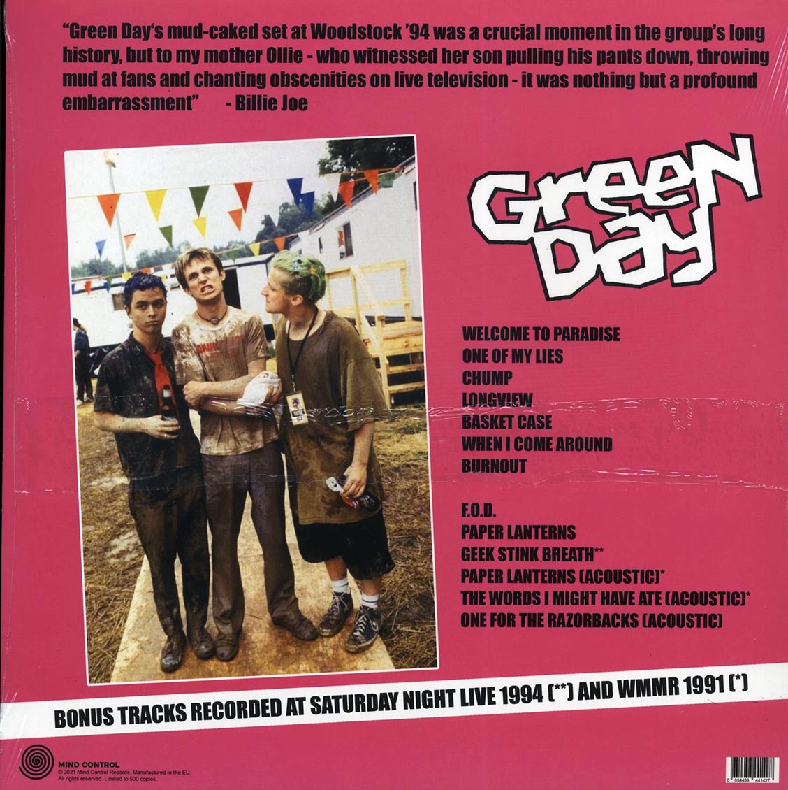 Green Day - Woodstock 1994 US Broadcast (ltd. 500 copies made) - Vinyl LP, LP