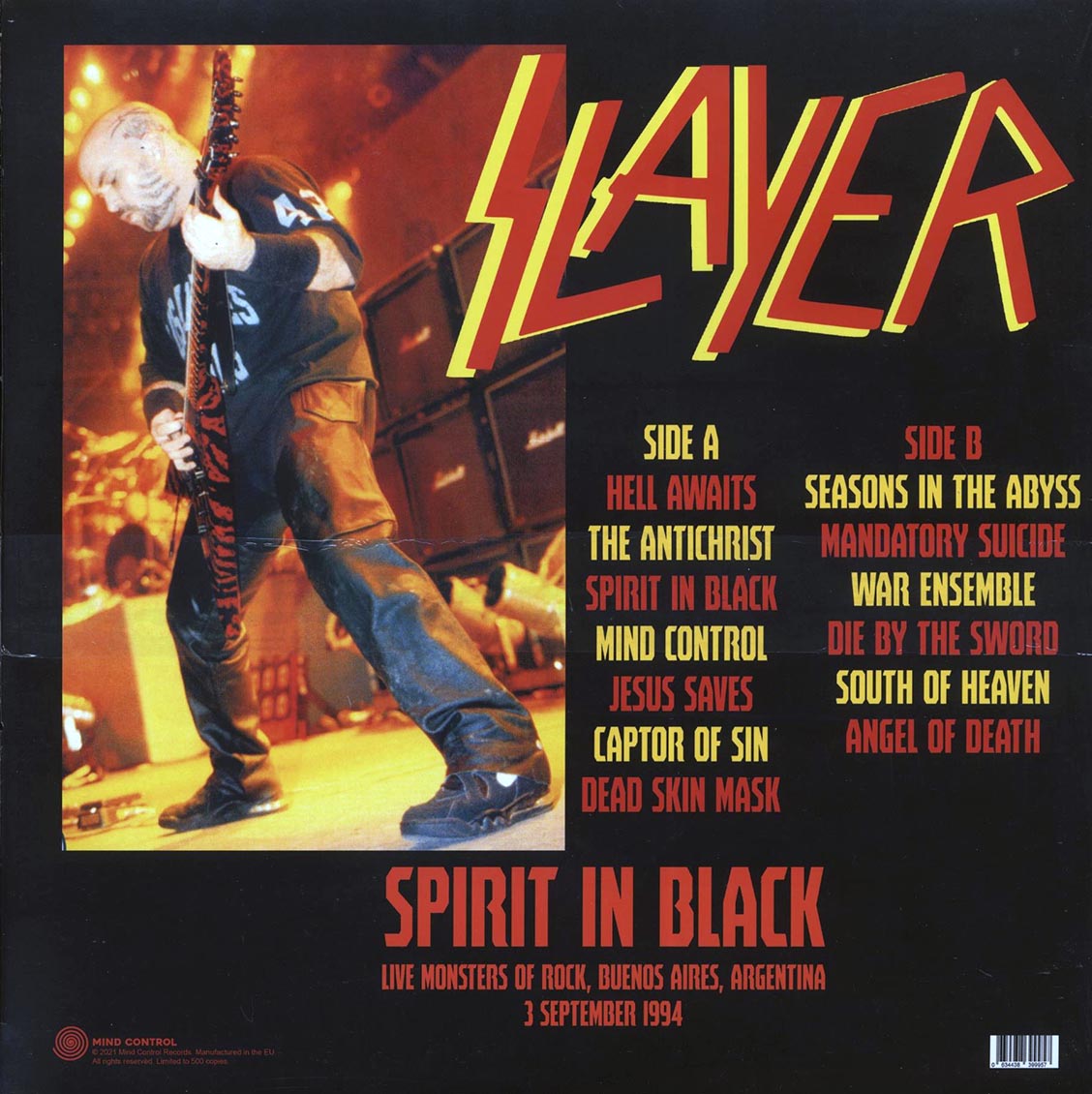 Slayer - Spirit In Black: Live Monsters Of Rock, Buenos Aires, Argentina 3 September 1994 (ltd. 500 copies made) - Vinyl LP, LP