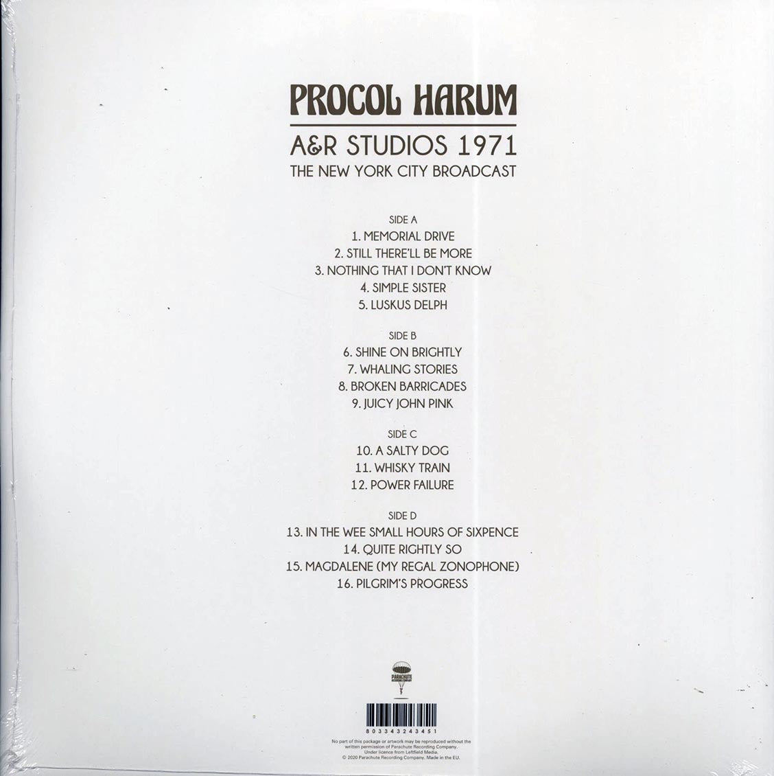 Procol Harum - A&R Studios 1971: The New York City Broadcast (ltd. ed.) (2xLP) - Vinyl LP, LP