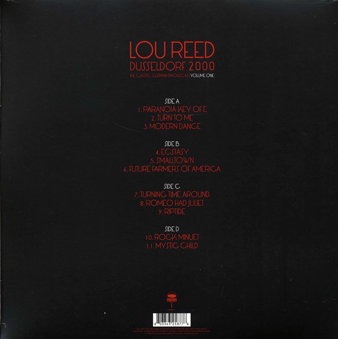 Lou Reed - Dusseldorf 2000 Volume 1: The Classic German Broadcast (2xLP) - Vinyl LP, LP
