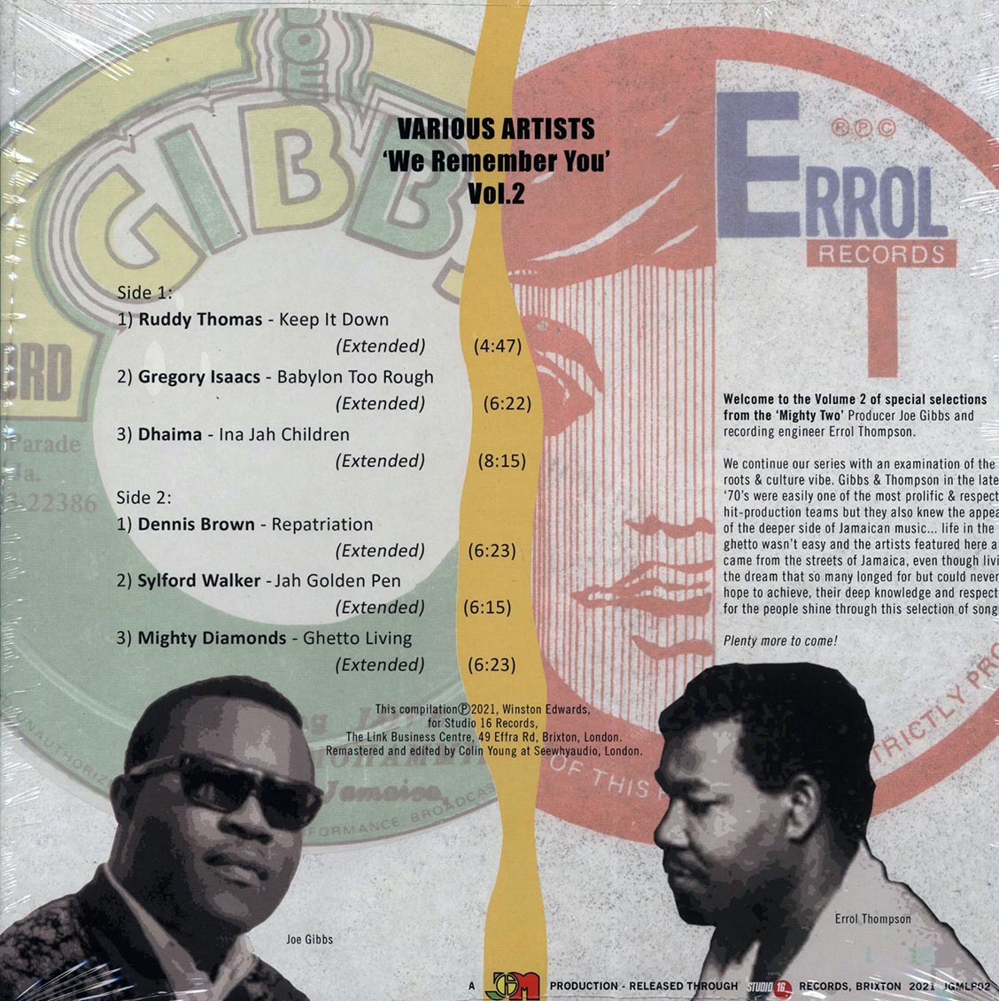 Sylford Walker, Dennis Brown, Dhaima, Gregory Isaacs, Etc. - We Remember You Volume 2: The Mighty Two Joe Gibbs & Errol Thompson - Vinyl LP, LP