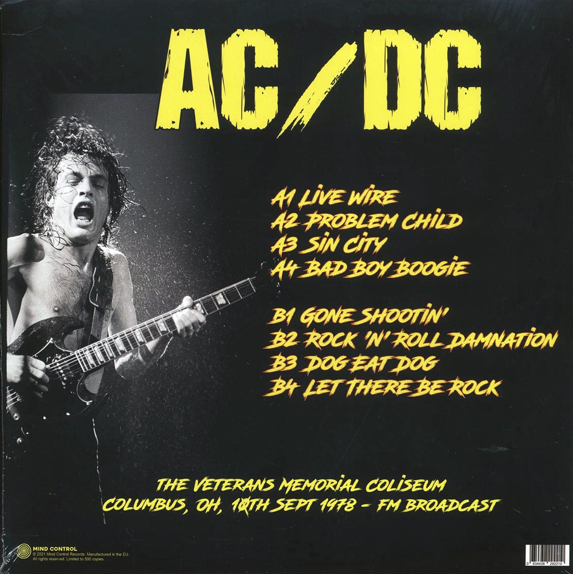 AC/DC - The Veterans Memorial Coliseum, Columbus, OH, 10th Sept 1978 FM Broadcast (ltd. 500 copies made) - Vinyl LP, LP