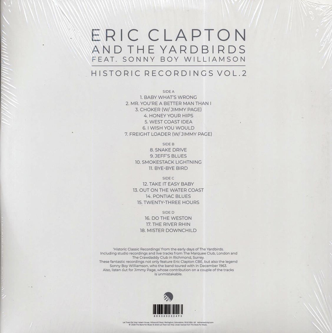 Eric Clapton & The Yardbirds, Sonny Boy Williamson - Historic Recordings Volume 2 (2xLP) - Vinyl LP, LP