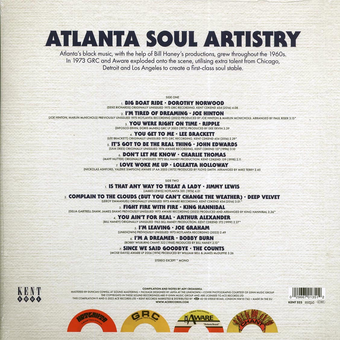 Loleatta Halloway, John Edwards, King Hannibal, Etc. - Atlanta Soul Artistry 1965-1975 - Vinyl LP, LP