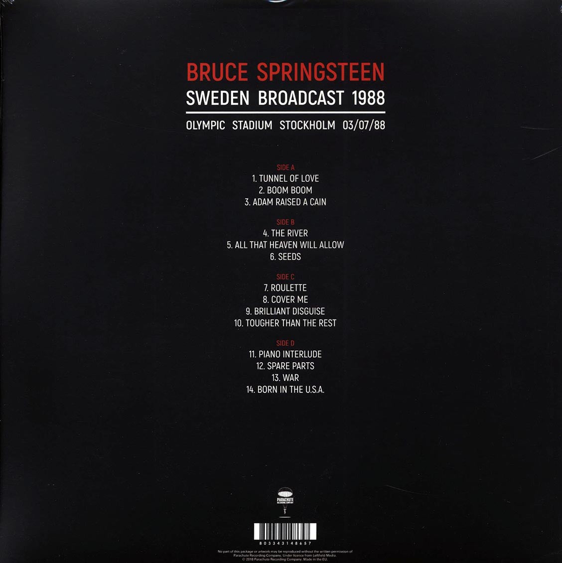 Bruce Springsteen - Sweden Broadcast 1988: Olympic Stadium Stockholm 03/07/88 (ltd. ed.) (2xLP) (white vinyl) - Vinyl LP, LP