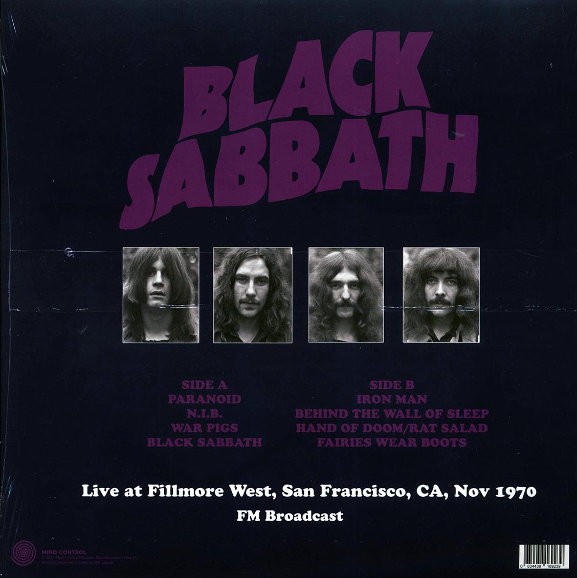 Black Sabbath - Live At Fillmore West, San Francisco, CA, Nov 1970 FM Broadcast - Vinyl LP, LP