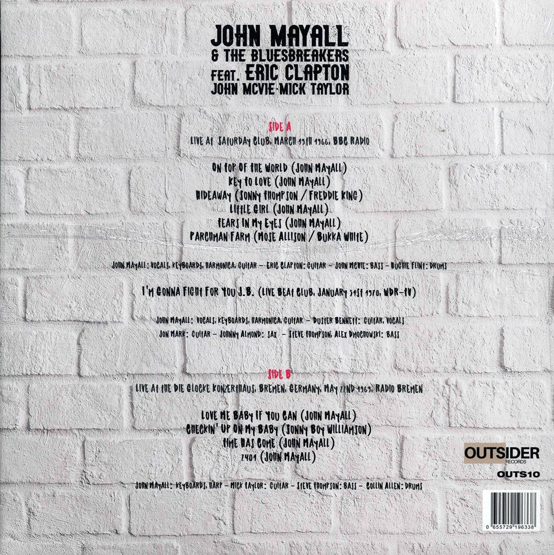 John Mayall & The Bluesbreakers, Eric Clapton, John Mcvie, Mick Taylor - Live At The BBC Radio Bremen 1966 & 1969 (clear vinyl) - Vinyl LP, LP