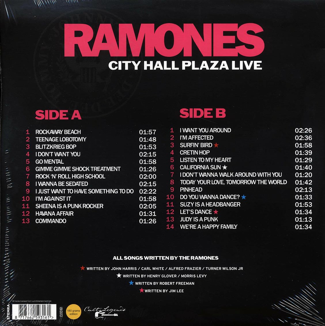 The Ramones - City Hall Plaza Live: Civic Center Plaza, San Francisco, CA, USA, June 8, 1979 (180g) - Vinyl LP, LP