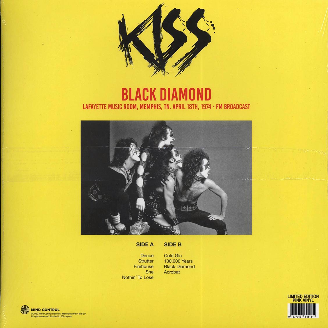 Kiss - Black Diamond: Lafayette Music Room, Memphis, TN, April 18th, 1974 FM Broadcast (ltd. 500 copies made) (pink vinyl) - Vinyl LP, LP