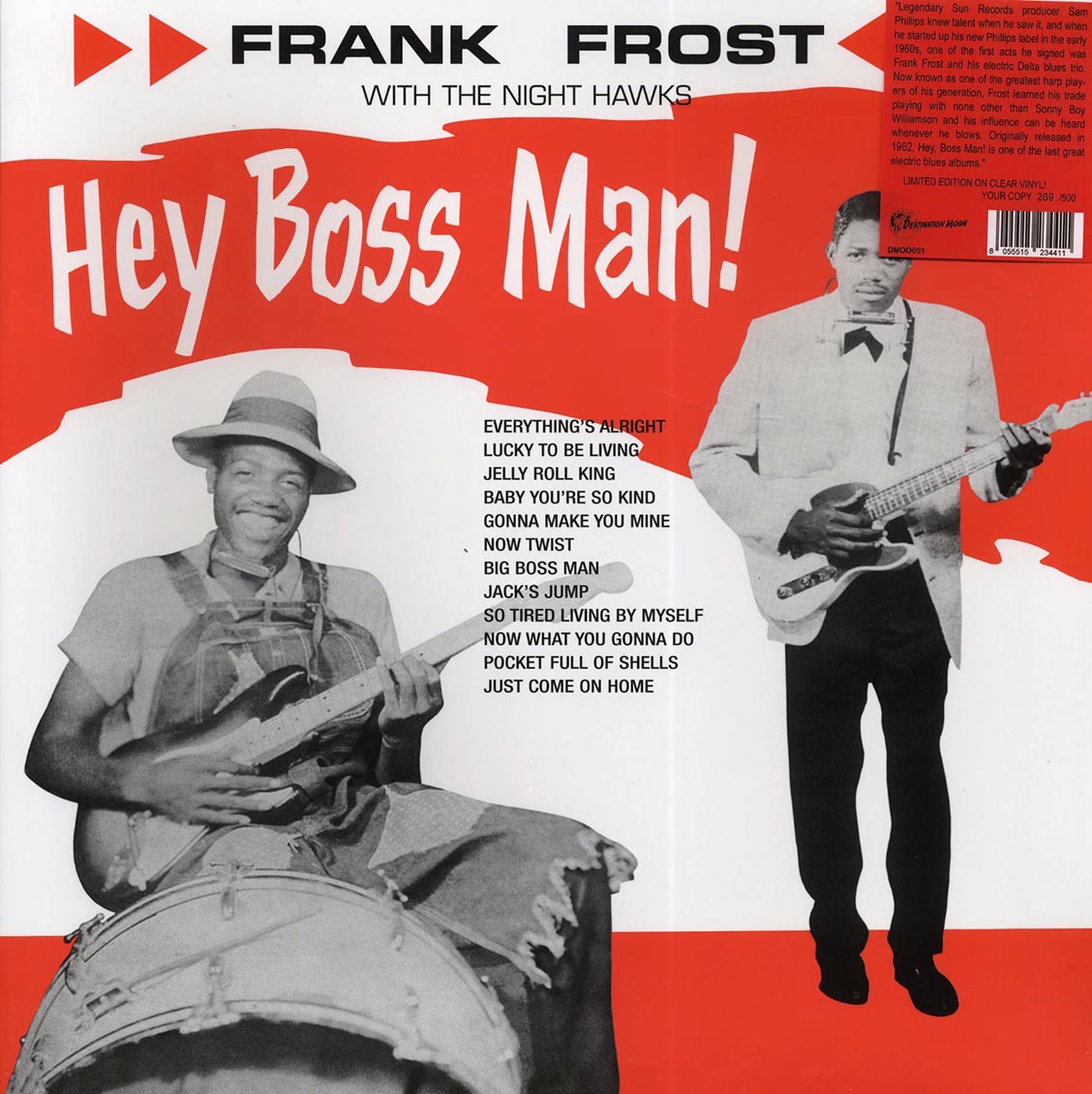 Frank Frost With The Night Hawks - Hey Boss Man! (ltd. 500 copies made) (clear vinyl) - Vinyl LP