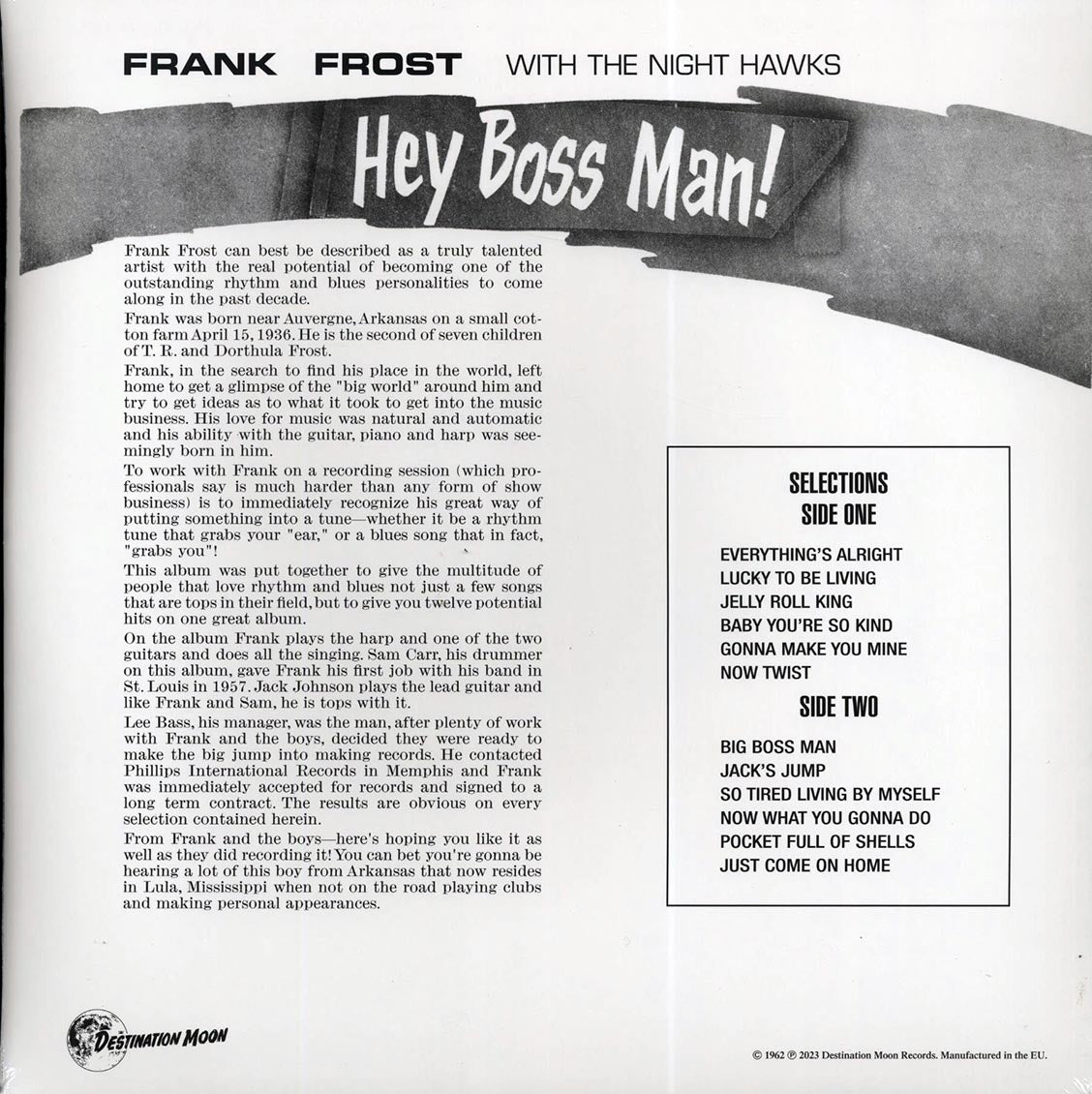 Frank Frost With The Night Hawks - Hey Boss Man! (ltd. 500 copies made) (clear vinyl) - Vinyl LP, LP