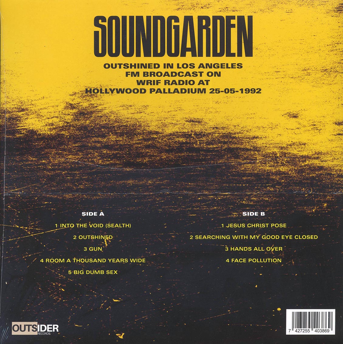 Soundgarden - Outshined In Los Angeles: Hollywood Palladium 25-05-1992 (ltd. ed.) (yellow vinyl) - Vinyl LP, LP