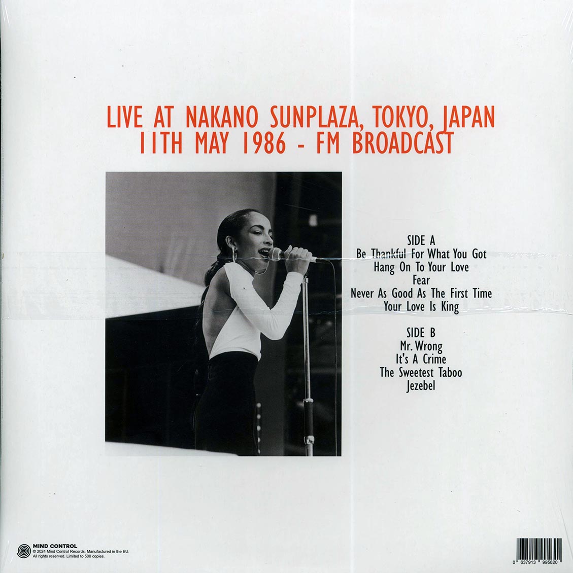 Sade - License To Love: Live At Nakano Sunplaza, Tokyo, Japan, 11th May, 1986 - Vinyl LP, LP