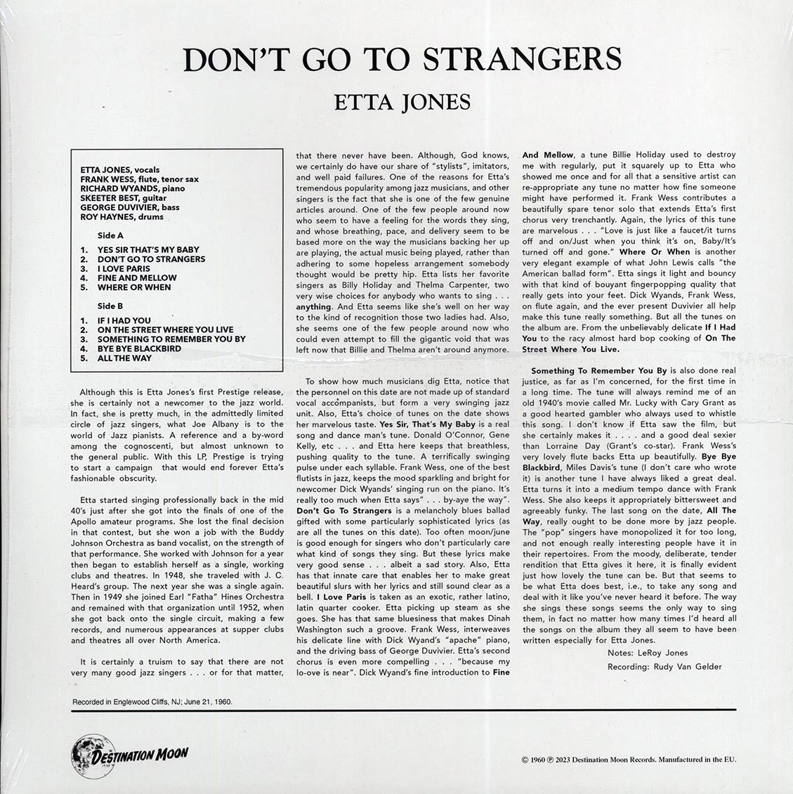 Etta Jones - Don't Go To Strangers (ltd. 500 copies made) (clear vinyl) - Vinyl LP, LP