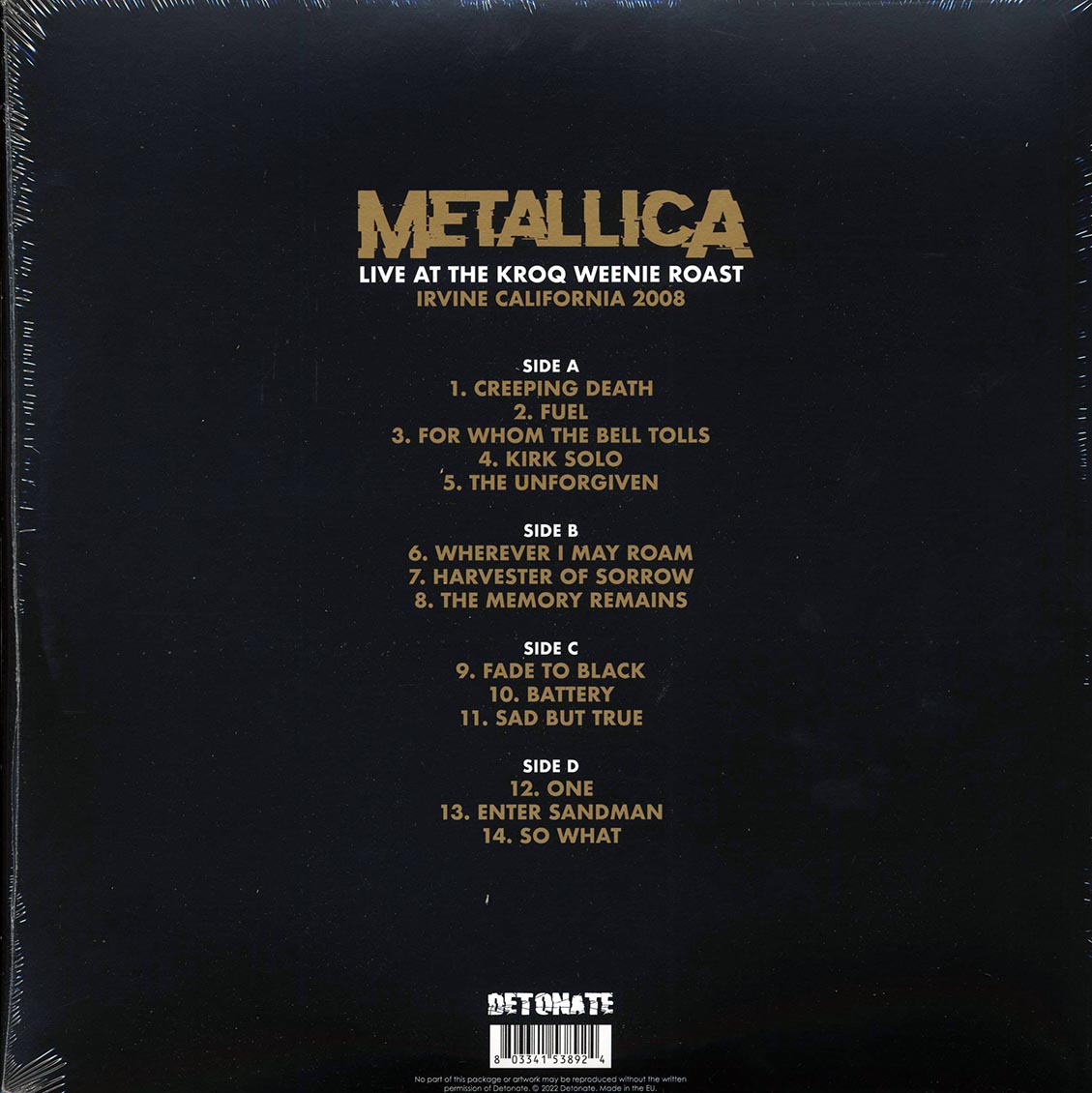 Metallica - Live At The KROQ Weenie Roast, Irvine, California 2008 (2xLP) (clear vinyl) - Vinyl LP, LP