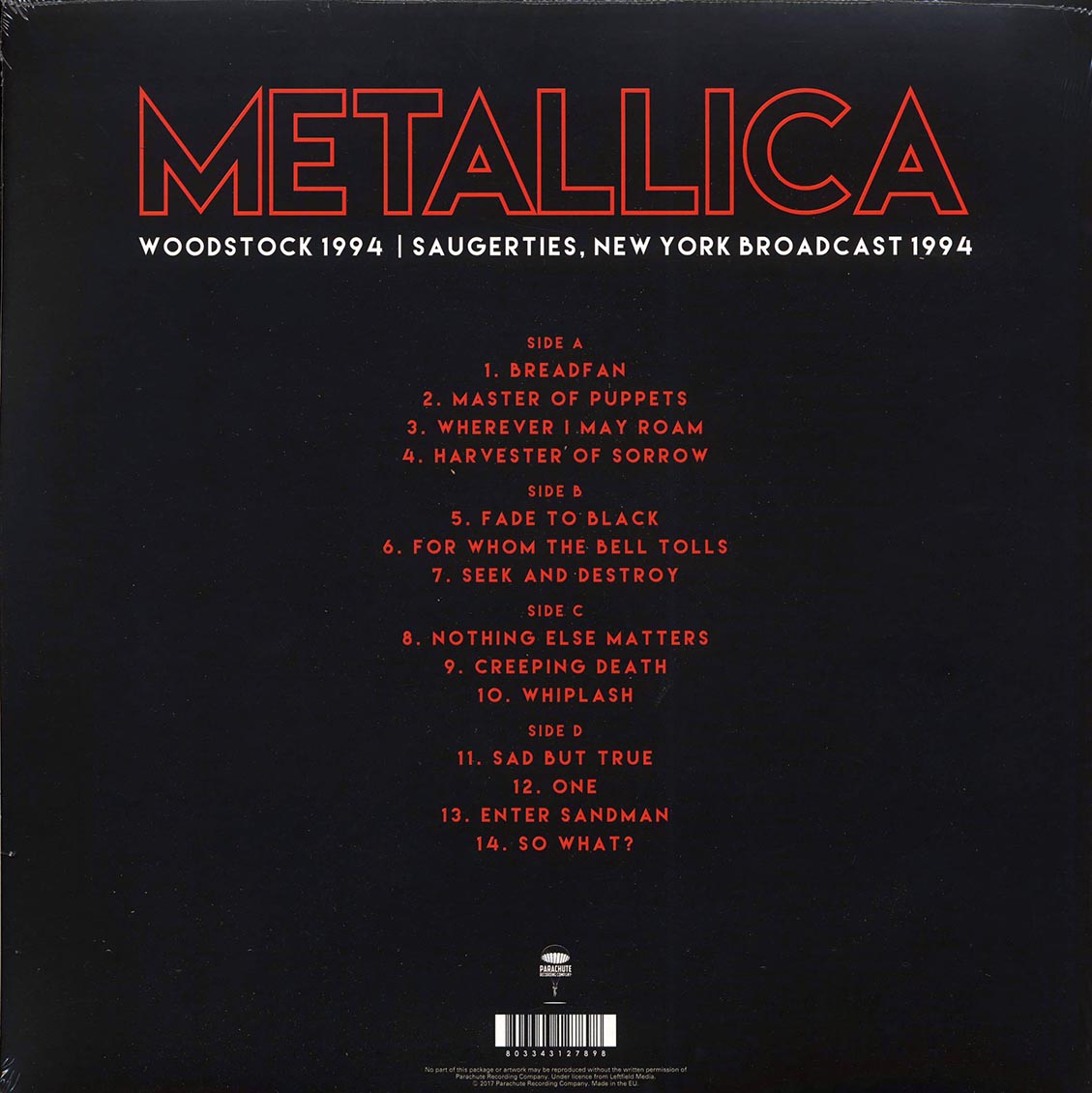 Metallica - Woodstock 1994: Saugerties, New York Broadcast (2xLP) - Vinyl LP, LP