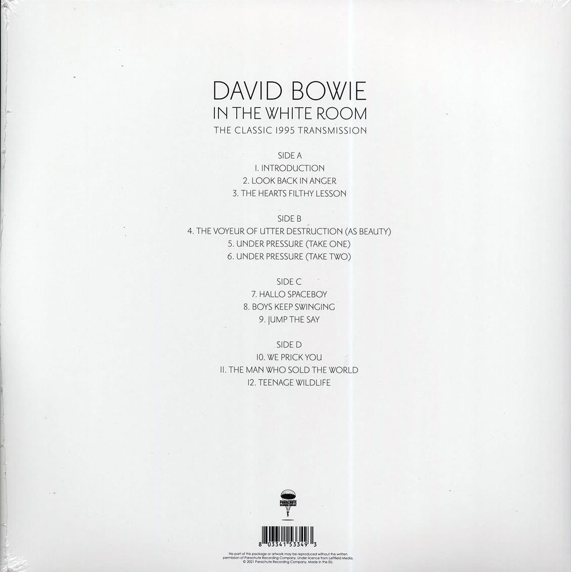 David Bowie - In The White Room: The Classic 1995 Transmission, Westway Studios, London, 14th December 1995 (ltd. ed.) (2xLP) (clear vinyl) - Vinyl LP, LP