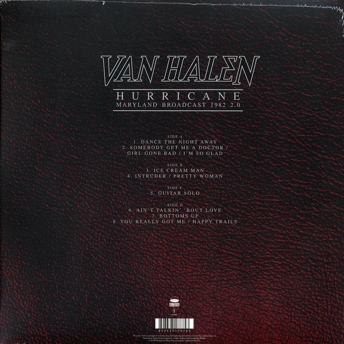 Van Halen - Hurricane: Maryland Broadcast 1982 2.0, Capital Center, Landover, MD October 1982 (ltd. ed.) (2xLP) (clear vinyl) - Vinyl LP, LP