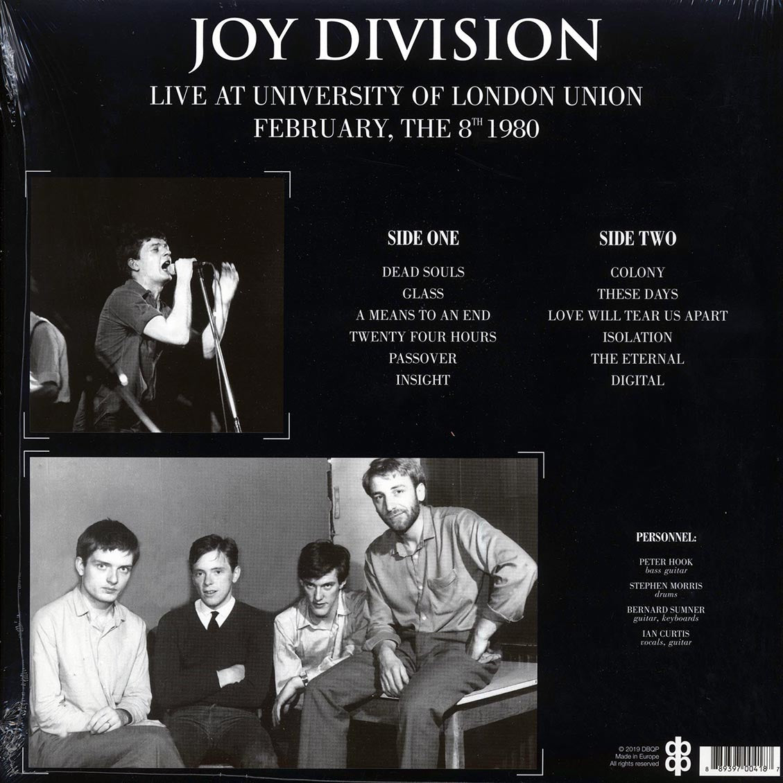 Joy Division - Live At University Of London Union, February, The 8th 1980 - Vinyl LP, LP