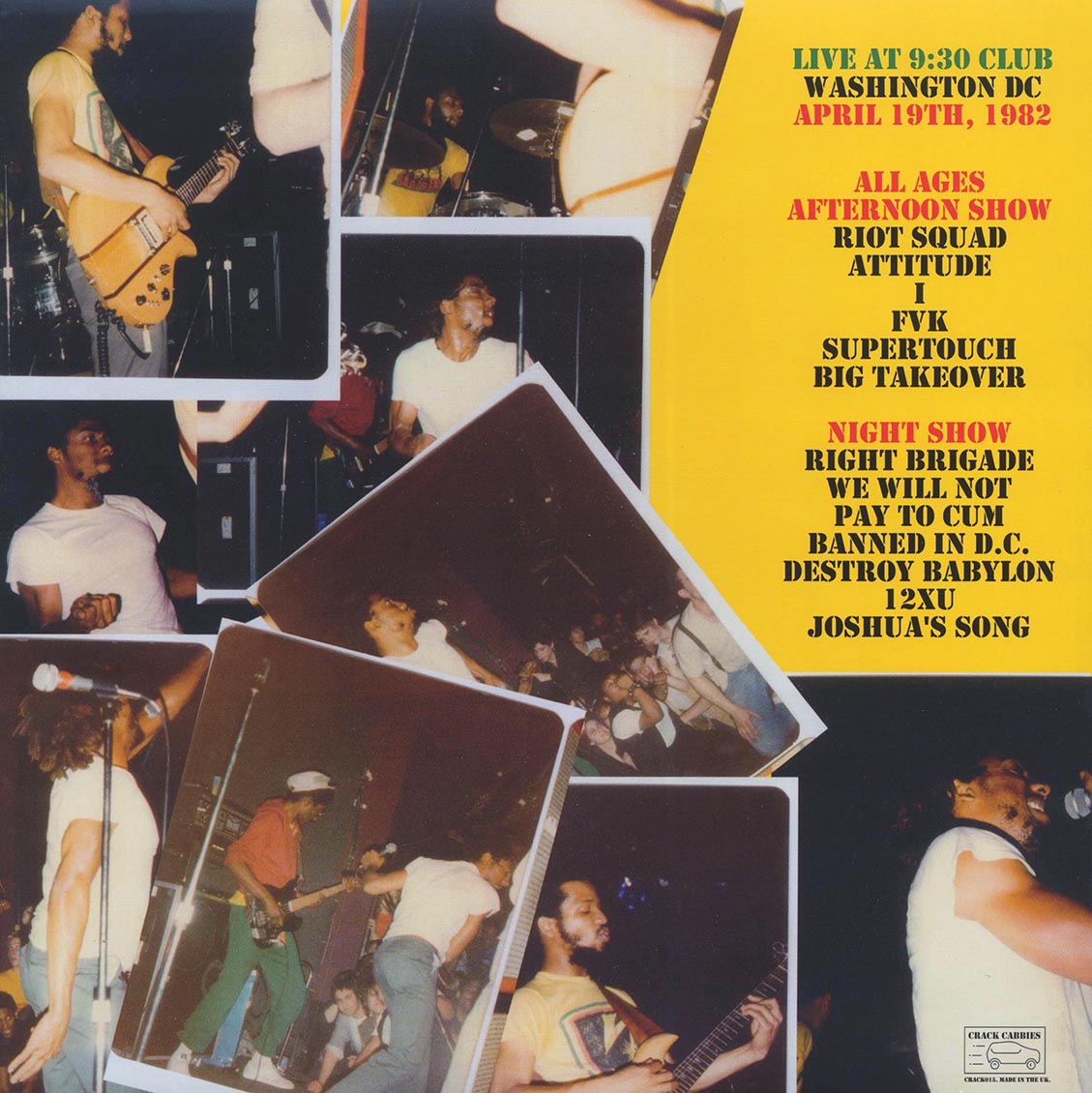 Bad Brains - Live At 9:30 Club, Washington DC, April 19th, 1982 - Vinyl LP, LP