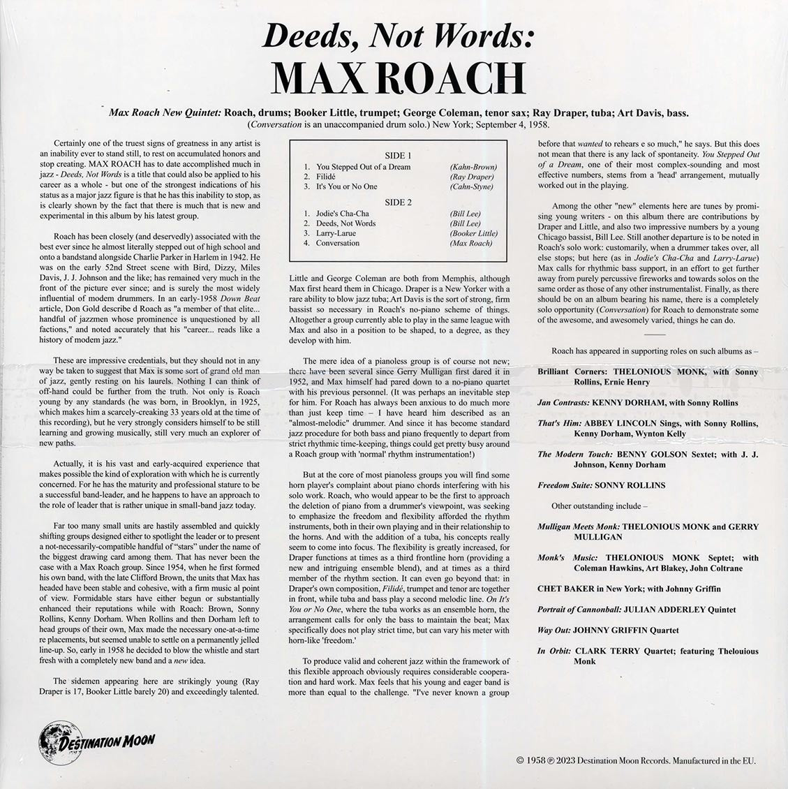 Max Roach - Deeds, Not Words (ltd. 500 copies made) (clear vinyl) - Vinyl LP, LP