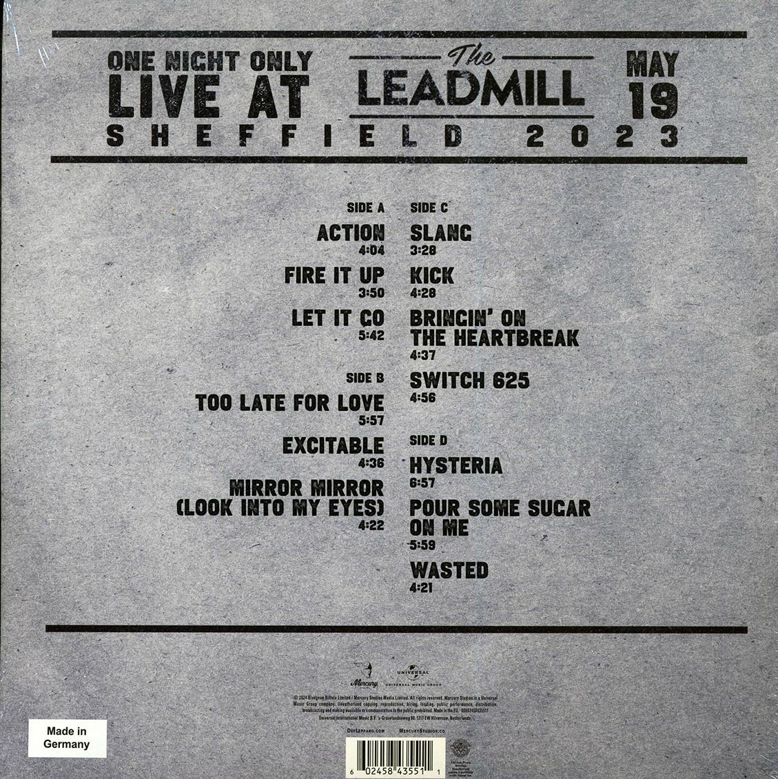 Def Leppard - One Night Only: Live At The Leadmill 2023 (RSD 2024) (ltd. ed.) (2xLP) (gray vinyl) - Vinyl LP, LP