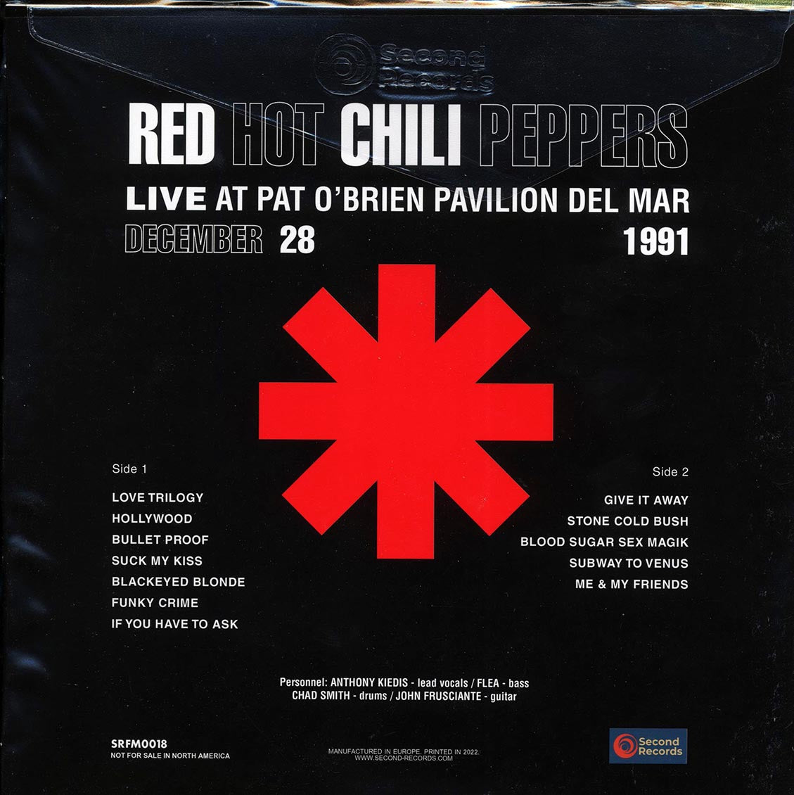 Red Hot Chili Peppers - Live At Pat O'Brien Pavilion Del Mar December 28 1991 (180g) (red vinyl) - Vinyl LP, LP