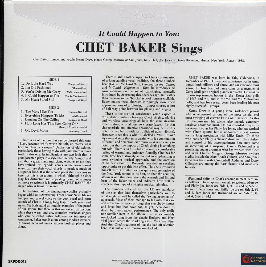 Chet Baker - It Could Happen To You (180g) (purple vinyl) - Vinyl LP, LP