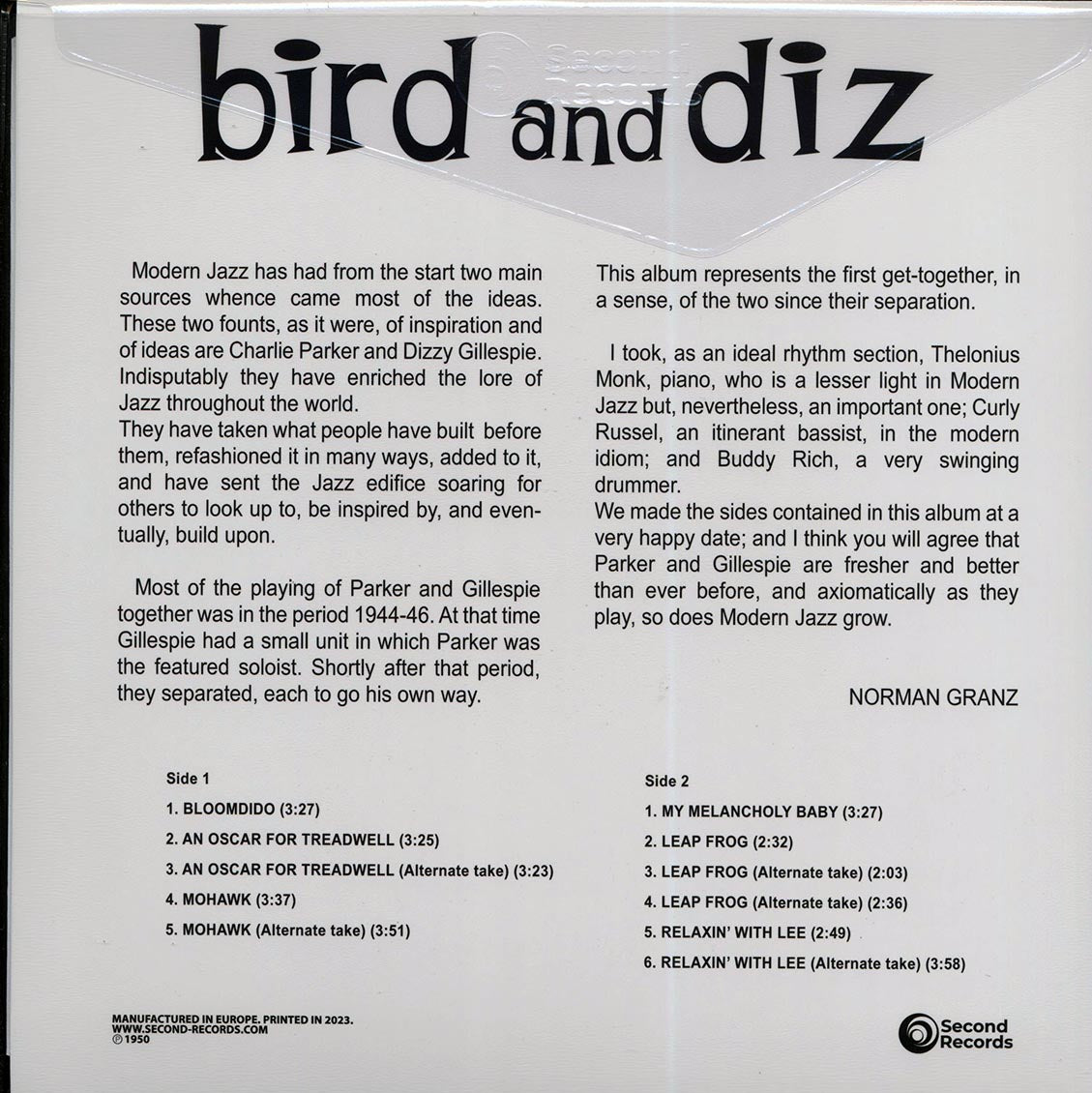 Charlie Parker, Dizzy Gillespie - Bird & Diz (180g) (orange vinyl) - Vinyl LP, LP