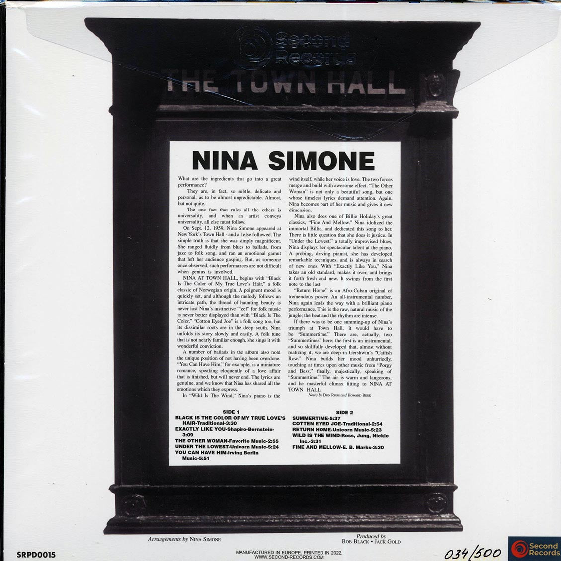 Nina Simone - Nina Simone At Town Hall (180g) (Colored vinyl (turquoise)) - Vinyl LP, LP