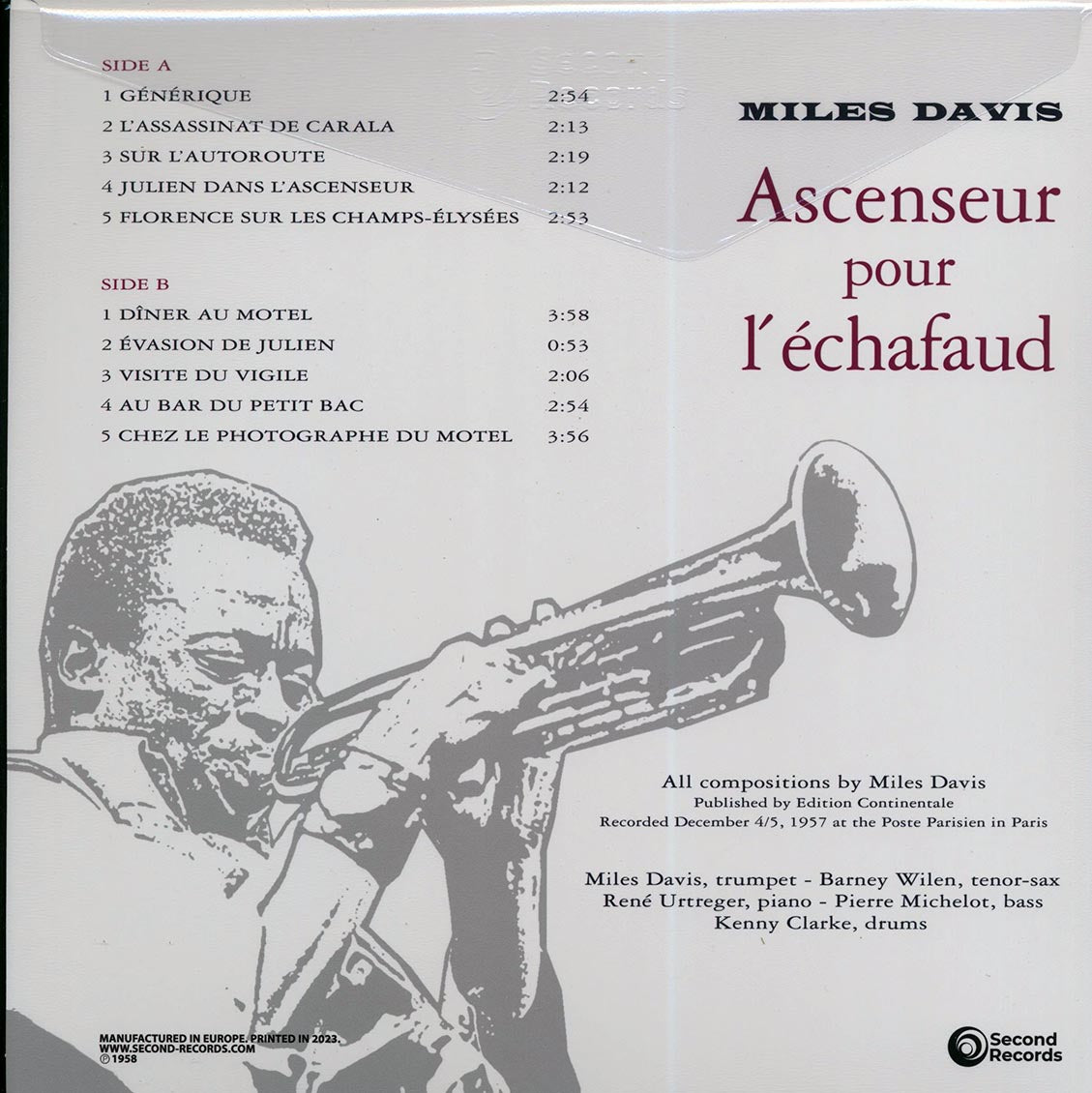 Miles Davis - Ascenseur Pour L'echafaud: Lift To The Scaffold (180g) (magenta vinyl) - Vinyl LP, LP