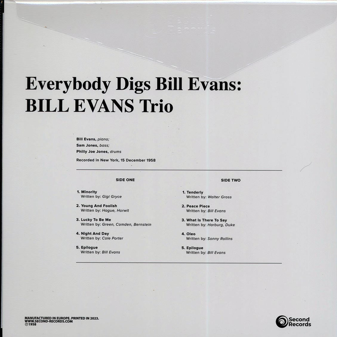 Bill Evans - Everybody Digs Bill Evans (180g) (clear vinyl) - Vinyl LP, LP