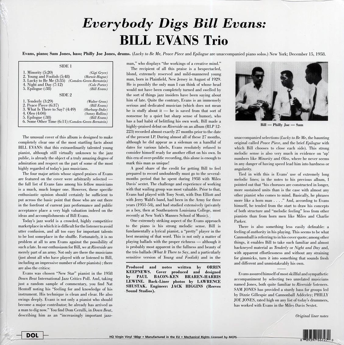 Bill Evans - Everybody Digs Bill Evans (180g) - Vinyl LP, LP
