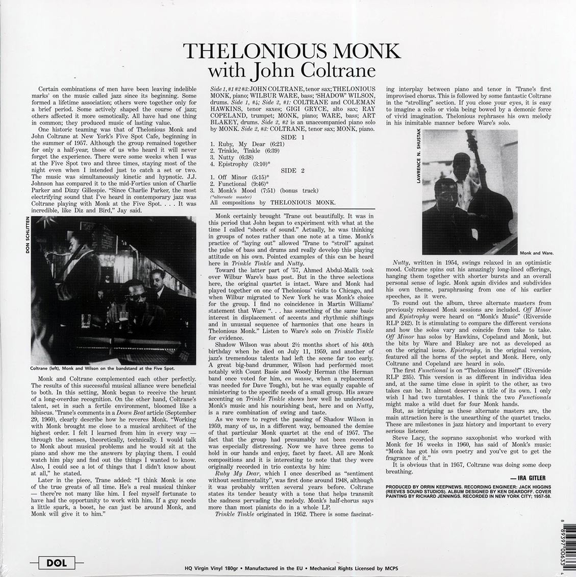 Thelonious Monk, John Coltrane - Thelonious Monk With John Coltrane (180g) (Colored vinyl (opaque oxblood)) - Vinyl LP, LP