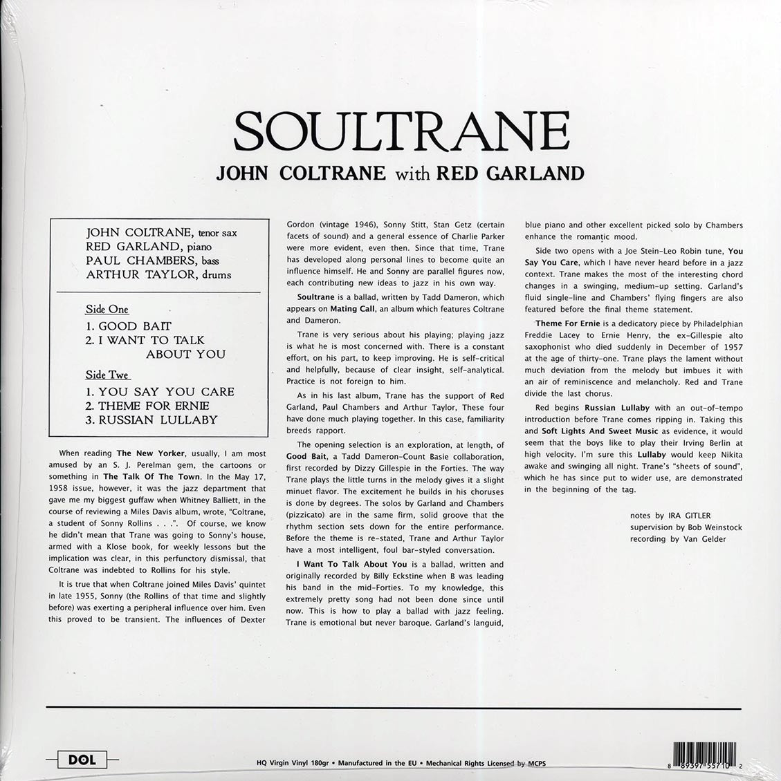 John Coltrane, Red Garland - Soultrane (180g) - Vinyl LP, LP