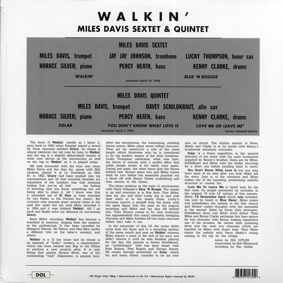 Miles Davis All Stars - Walkin' (180g) - Vinyl LP, LP