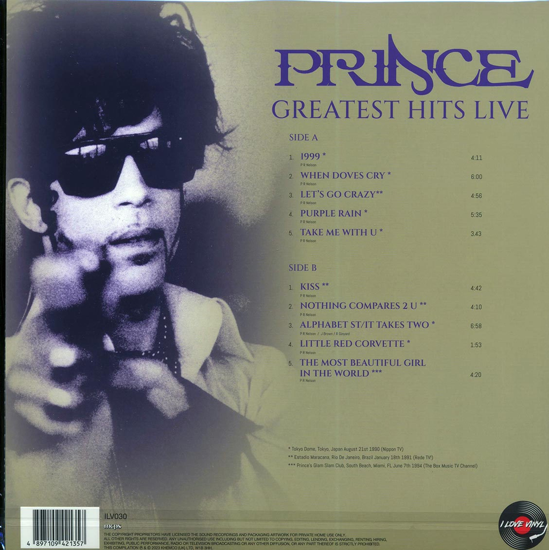 Prince - Greatest Hits Live: Tokyo Dome, Estadio Maracana Rio De Janeiro, Glam Slam Club Miami (180g) - Vinyl LP, LP