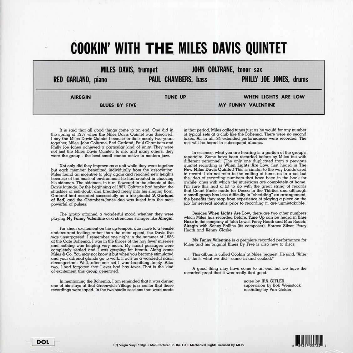 The Miles Davis Quintet - Cookin' With The Miles Davis Quintet (180g) - Vinyl LP, LP