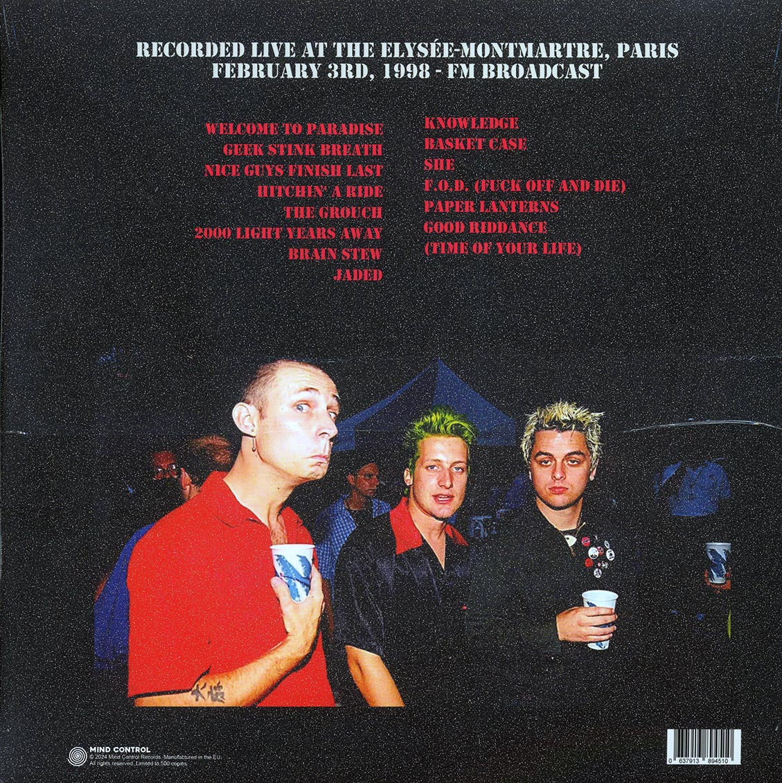 Green Day - Aux Champs Elysees: Live At The Elysee-Montmartre, Paris, February 3rd, 1998 - Vinyl LP, LP