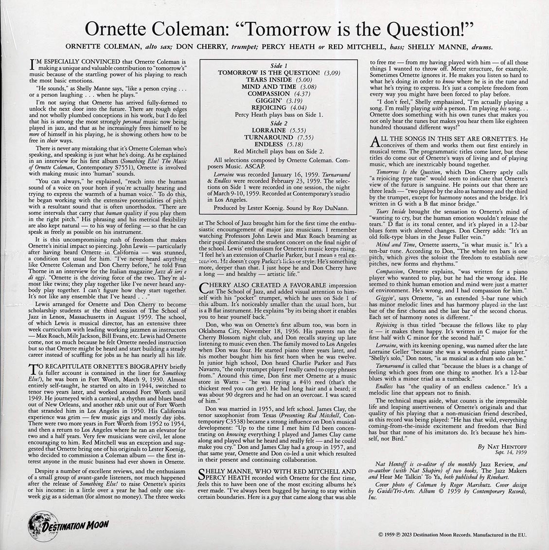 Ornette Coleman - Tomorrow Is The Question (ltd. 500 copies made) (clear vinyl) - Vinyl LP, LP