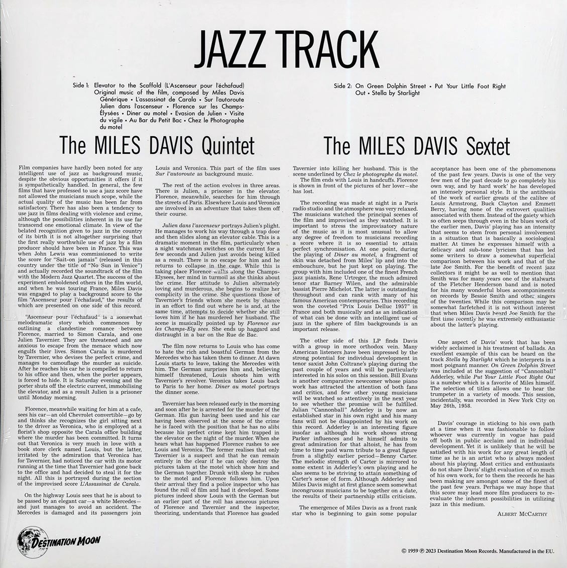 Miles Davis - Jazz Track (ltd. 500 copies made) (clear vinyl) - Vinyl LP, LP