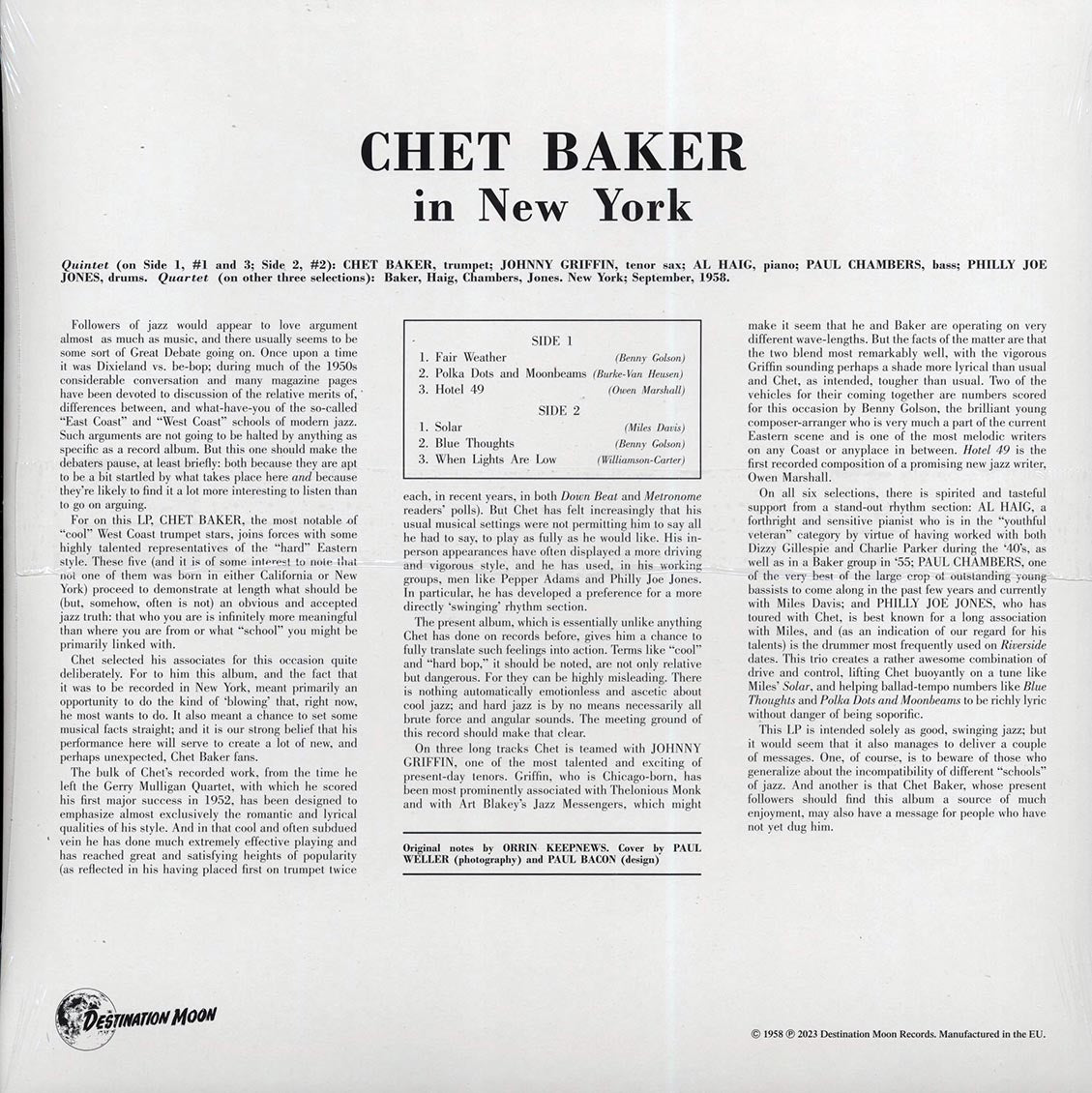 Chet Baker - In New York (ltd. 500 copies made) (clear vinyl) - Vinyl LP, LP