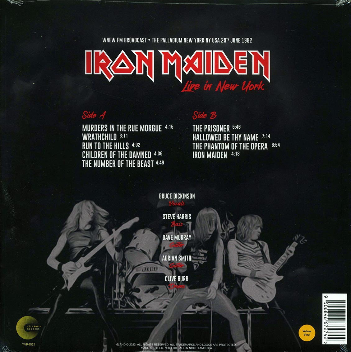 Iron Maiden - Live In New York: The Palladium New York, June 29th 1982 (yellow vinyl) - Vinyl LP, LP