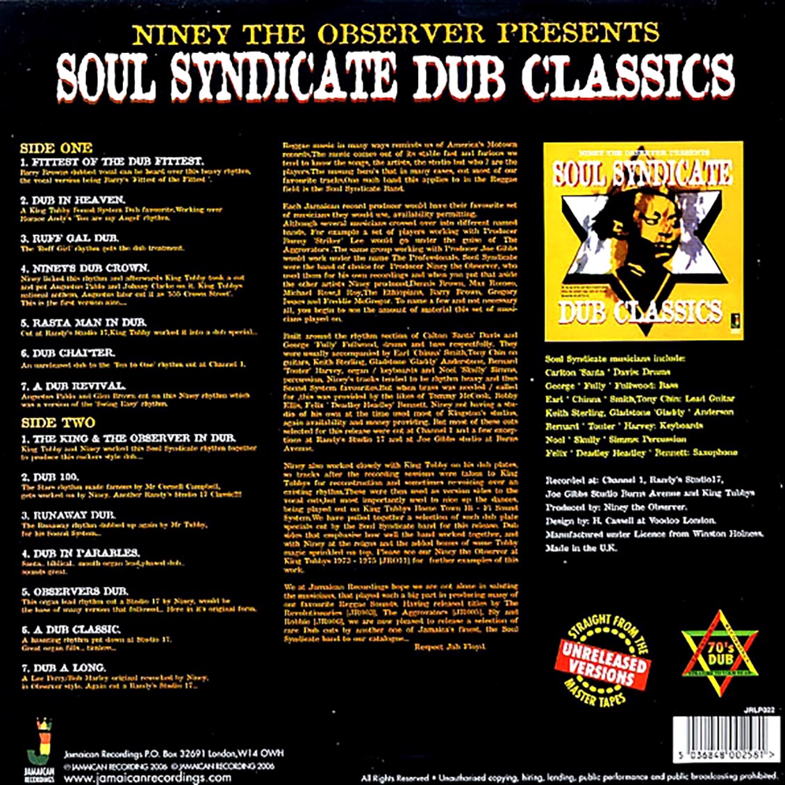 Soul Syndicate - Dub Classics: Niney The Observer Presents (180g) - Vinyl LP, LP